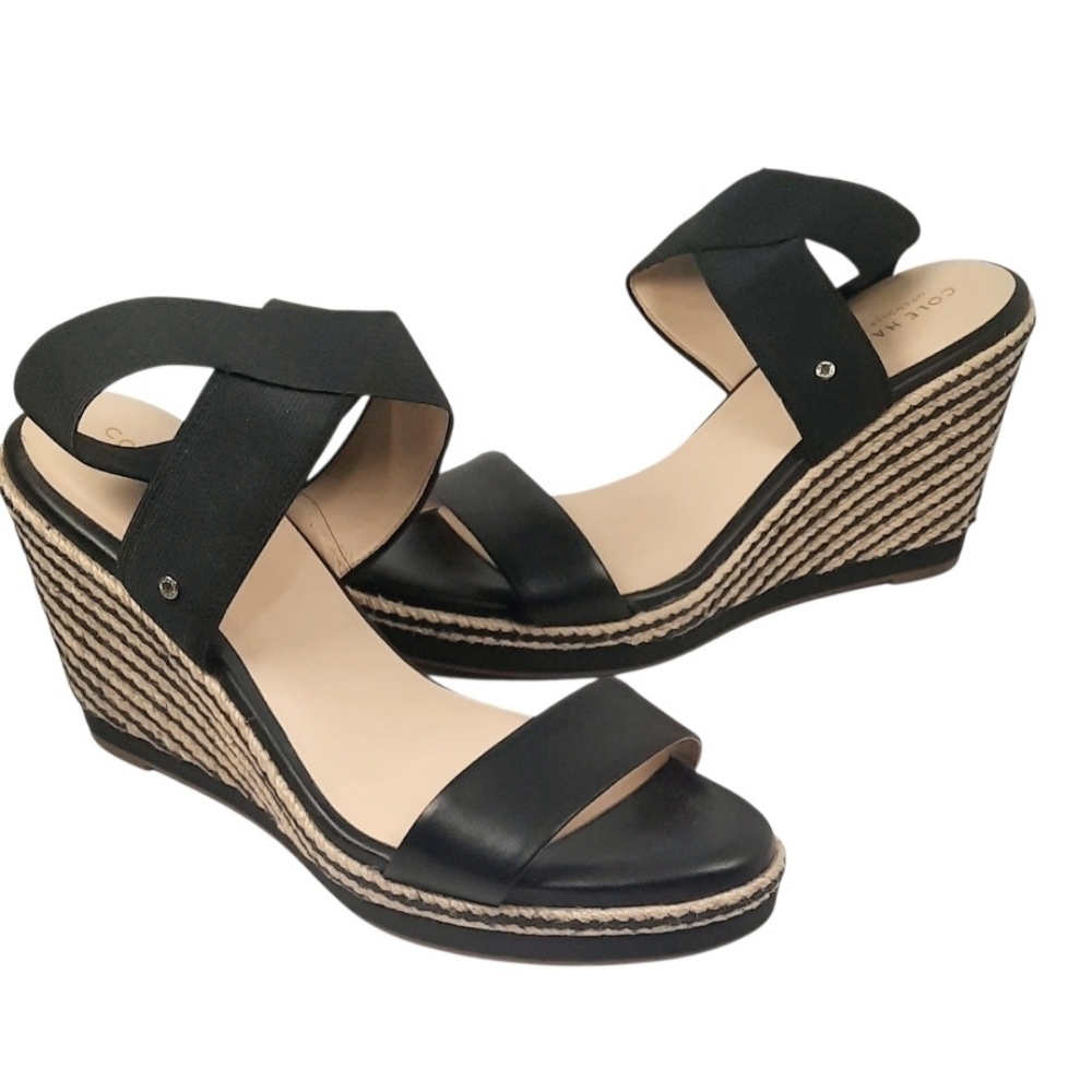 Cole Haan Women's Cloudfeel Black Espadrille Wedge Sandals, Size 10B - Picture 4 of 5